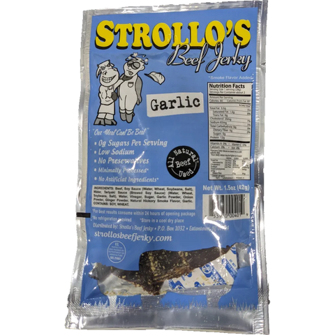 Strollo's Beef Jerky Garlic low sodium jerky